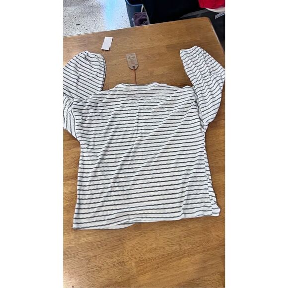 Weatherproof Vintage Women's Striped Drop Shoulder Top Gray Sz Medium NWT P1-217 - Picture 12 of 13